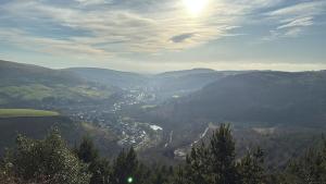 a view of a valley in the mountains at Flat in Pont y Rhyl in Pont y Cymmer