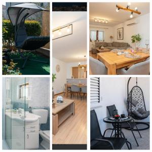 a collage of photos of a kitchen and a house at House Calmaria in Novigrad Dalmatia