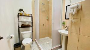 a small bathroom with a toilet and a sink at Depa Altavela en Bahía, Hospital IMSS 33 muy cerca in Mezcales +27 photos