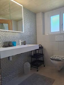 a bathroom with a sink and a toilet at Casa Dani Danis in Danis