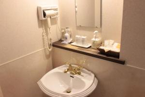 a bathroom with a sink and a mirror at Lumiere in Fujikawaguchiko +21 photos