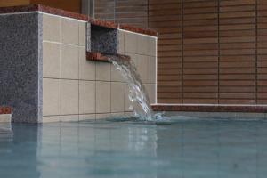 a water fountain in a pool in a building at ホテルクオーレ敦賀 男性専用の大浴場サウナをご用意 in Tsuruga