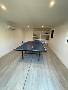 a ping pong table in the middle of a room at House on Heron in Mildura