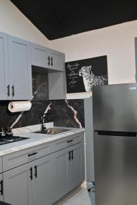 eine Küche mit Spüle und Kühlschrank in der Unterkunft Tiny Space, Big Comfort in Tampa + 41 Fotos