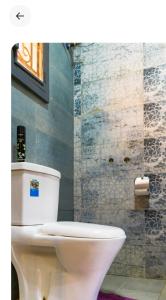 a bathroom with a white toilet in a room at The apartments-Bwebajja in Bwebajja +33 photos