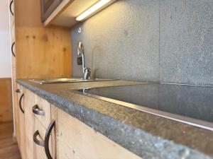 a kitchen with a sink and a counter top at Cesa Dolomia Apartments in Canazei +41 photos