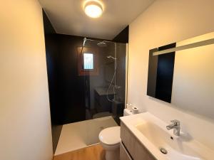 a bathroom with a white toilet and a sink at Coeur de bois - 19 in Petit Mesnil +14 photos