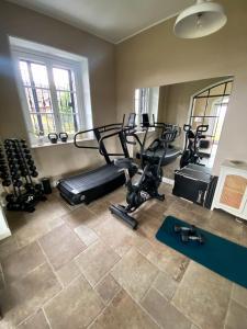 a room with a gym with tread machines at Villa Chloé Boutique Wine Relais in Montecalvo Versiggia