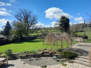 a view of the garden from the house at Little Underhill in Oswestry