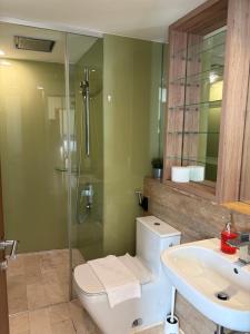 a bathroom with a shower and a toilet and a sink at vortex luxury APATMENT BY FRINDSHIP in Kuala Lumpur +29 photos