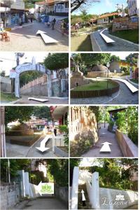 un collage de fotos de un parque con un tobogán en Pousada Luzena, en Morro de São Paulo