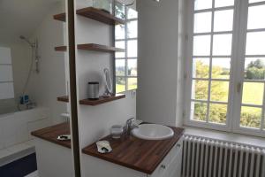 a bathroom with a sink and a mirror at Les forts in Leigné-les-Bois +21 photos
