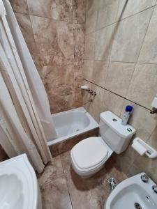 a bathroom with a toilet and a sink and a tub at Artigas 505 dpto 2 in Colón