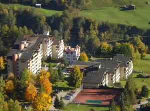 an aerial view of a building at Small bijoux Disentiserhof in Disentis