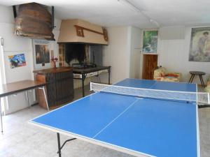 a blue ping pong table in a living room at La forge de louis in Saint-Macoux
