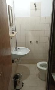 a bathroom with a sink and a toilet at El Volcán in Tupungato