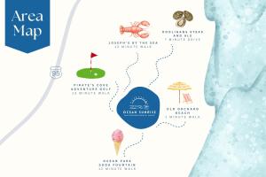 an illustration of a map of an area map with insects at Oceanfront Home Beach Access Deck & Ping Pong in Old Orchard Beach