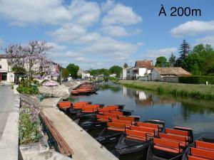 a group of boats parked on a river at Gîte centre coulon - Le Héron in Coulon