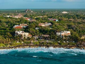 an aerial view of a resort on the ocean at Occidental at Xcaret Destination - All Inclusive in Playa del Carmen