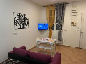 a living room with a couch and a table at Studio Centre Ville in Tarbes