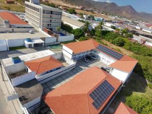 an overhead view of a building with orange roofs at Hotel Arco-Íris in Itapipoca