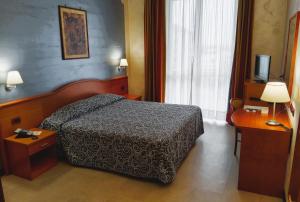 ein Hotelzimmer mit Bett und Fernseher in der Unterkunft Hotel Brindor in Poirino