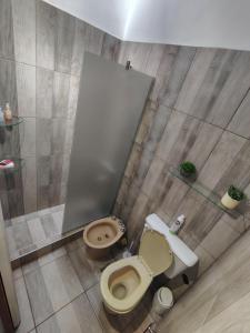 an overhead view of a bathroom with a toilet at Casa Milo in Mendoza +18 photos