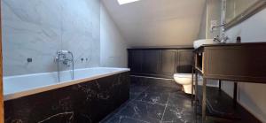 a bathroom with a tub and a toilet at Le cocon d Épinal in Épinal