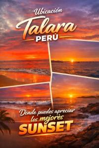 a flyer for a beach with a sunset at Casa Deluxe Hotel Talara in Talara