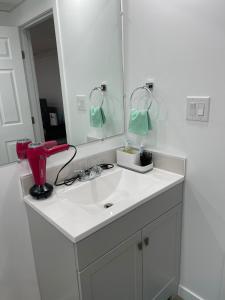 a bathroom with a white sink and a mirror at Ubbies place in Regina +29 photos