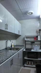 eine Küche mit Spüle und Arbeitsplatte in der Unterkunft Jacob's Place in Abu Dhabi + 2 Fotos