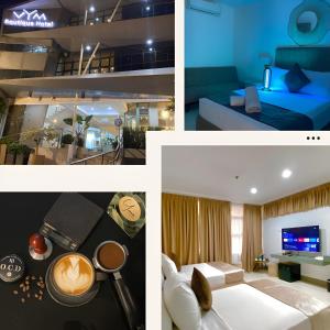 a collage of photos of a hotel room at VYM Boutique Hotel in Balulang