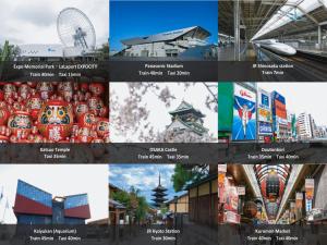 a collage of different cities in asia at Apartment Hotel DIG the OSAKA in Suita
