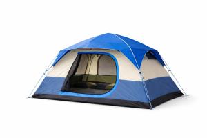 a blue and white tent isolated on a white background at Skyline Tent in Padangluar