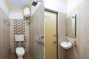 two pictures of a bathroom with a toilet and a sink at Hotel O Charbagh Metro Station Formerly Siddhi Paradise in Lucknow