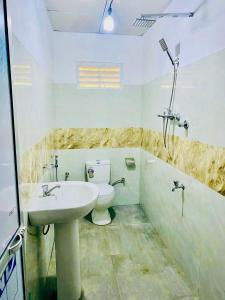 a bathroom with a toilet and a sink at Shine villa Mirissa in Mirissa +30 photos