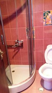 a shower in a bathroom with a toilet at Apartment on Tabukashvili Street in Tbilisi City