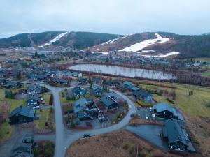 an aerial view of a small town with a road at Villa Solarsuite Incl WiFi, Jacuzzi for extra fee in Himos +24 photos