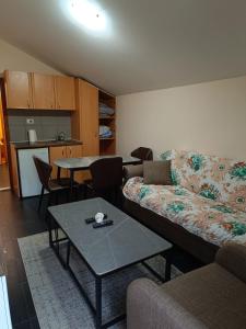 a living room with a couch and a table at Una Apartments in Budva