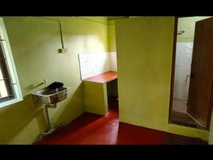 a small bathroom with a sink and a mirror at Sharvati Backwater Homestay in Haldipur