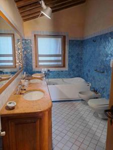 a bathroom with a sink and a tub and a toilet at Agriturismo Petra in Suvereto