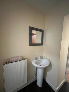 a bathroom with a white sink and a mirror at 36 flat 1 - Room 2 in Swansea