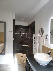 a bathroom with a sink and a shower at Newlook 1 in Trélissac