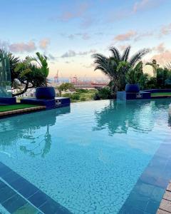 a swimming pool at a resort with palm trees at Paxton Hotel in Port Elizabeth