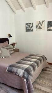 a bedroom with a bed with a blanket on it at CasaSur-37Robles-2 in Villa La Angostura