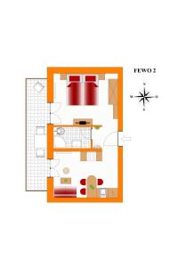 a schematic plan of a house with furniture at Apartment mit Balkon by Interhome in Gorje
