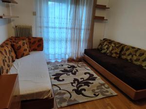 a living room with a couch and a rug at Φουντούκι in Veria