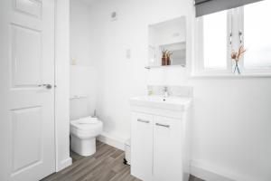 a white bathroom with a toilet and a sink at Modern 2 Bed Apartment - Parking - Sleeps 3 - Netflix 27AC in Sleightholme