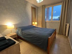 a bedroom with a bed and a window at Lemoine in Châteauroux