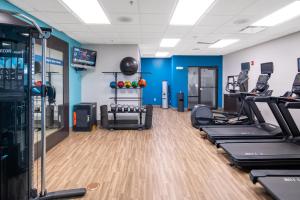 a gym with treadmills and elliptical machines at Newly Renovated Hampton Inn Omaha West Lakeside in Lane